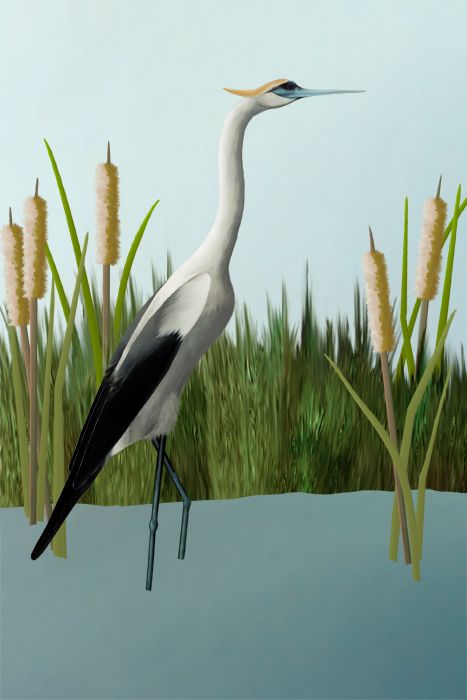 Creation of Crane in Cattails: Step 8